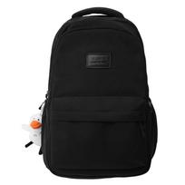 Simple all-in-one campus solid color large-capacity student high school travel computer backpack woman black