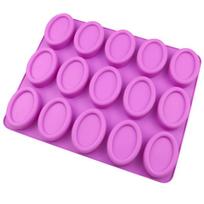 Silikoninės ovalios muilo formos 15 ertmių rankų darbo formos saldainiams pudingui šokoladiniam pyragui kepti virtuvės reikmenys violetinė