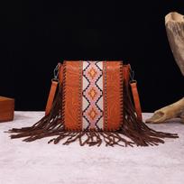 Vintage Print Boho Style Carving Vieno peties Crossbody krepšys moterims One Size