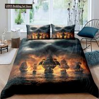 Pirate Duvet Cover Set Queen Sailboat Comforter Set Nautical Ocean Bedding Set Cool Style Quilt Co 70x133cm 2pcs