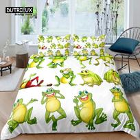 Home Living Luxury 3D Cartoon Frog Bedding Set Duvet Cover Pillowcase Kids Bedding Set Queen and King EU/US/AU/UK Size EU single(135x200cm)