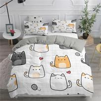 Animacinis patalynės komplektas su mielais katinais, 3D spausdintas antklodės užvalkalų rinkinys, viengulis, dvigulis, karališko dydžio, dvigulis dydis, pagalvės užvalkalas, patalynė, minkštas poliesteris 70x133cm 2pcs