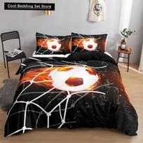Futbolo patalynės užvalkalų komplektas 3D futbolas su ugnimi Paaugliams lovos komplektai Berniukams Sportinis Twin Double Queen King Dydžio Poliesterio Quilt užvalkalas EU single(135x200cm)