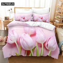 Tulip Duvet Cover Set Double bed 200x200cm 3D Flower Quilt Cover 220x240 King Bedding Sets Twin Size 3PCS 2PCS Single 140x210 EU single(135x200cm)&Duvet Cover white