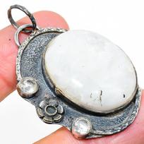 Rainbow Moonstone, Topaz 925 Sterling Silver Jewelry Pendant 2.17  q2H84