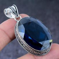 Blue Topaz Handmade Ethnic 925 Sterling Silver Gift Jewelry Pendant 2.17  Q6T90