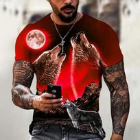 2024 Wolf T Shirt For Mens Animal Print Short Sleeve Top 3D Casual Street Man's T-shirt Oversized Tee Shirt Men Vintage Clothing S black