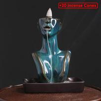 Ceramic Flowback Incense Stove Artistic Conception Waterfall Decoration Incense Stove Handicrafts Yoga Incense gray