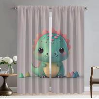 Blackout Curtains for Living Room Little Dinosaur Window Curtain Tulle for Bedroom Halloween Decoration Shades Partition Kitchen W50xH70cmx2pcs-CL