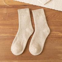 Jaukios žieminės vilnonės kojinės vyrams ir moterims – storos, šiltos, vidutinio ilgio ir ilgos. size 36-44 beige