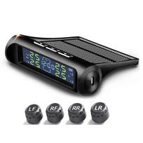 AN-01D Saulės energija maitinamas TPMS Skaitmeninis laikrodis Automobilio TPMS 4 ratų Automobilio padangų slėgio Aliarmo monitoriaus sistema Padangų slėgio Temperatūros įspėjimas
