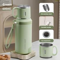 600ML Terminis vandens butelis Nerūdijančio plieno termosas Butelis Laiko šaltą ir karštą vandenį Termosas arbatai kavai Vakuuminės kolbos 600ml žalia
