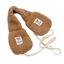Sulankstomos ausinės Kompaktiškos ausinės Žieminės lauko animacinio lokio rašto Šiltos ausinės moterims, mergaitėms Sulankstomos minkštos pliušinės ausys beige