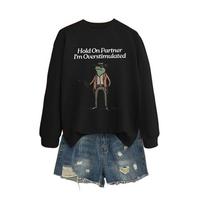 Creative Letter Frog Pattern Print Sweatshirt Women Casual Loose Crew Neck Hoodies Spring Long Sleeve Pullover S juoda