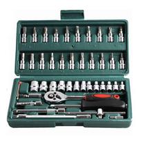 46PCS Car Repair Tool Kit Wrench Set For Car Tool Screwdriver And Bit Ratchet Torque Quick Wrench Spanner Socket Key Hand Tools gray