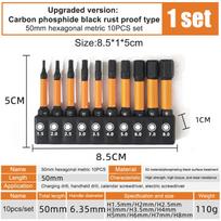 Sae Metric 1/4  Hex Shank Magnetic Screw Driver Bit S2 Steel Electric Drill Hand Tools Hex Head Allen Wrench Screwdriver Bit Set as the picture