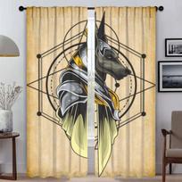 Anti-mosquito Curtains 2 Pieces Egyptian Stone Statues Blackout Curtain for Room 2 Panel Shades Halloween Decoration Partition W50xH70cmx2pcs-CL