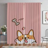 Corgi Butt Anti-mosquito Curtains 2 Pieces Curtains Child Room Partition Window Curtain Halloween Decoration Shades Living Panel W50xH70cmx2pcs-CL gray