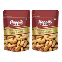 Happilo Premium Californian Almonds Roasted & Salted 200 g (Pack of 2) | Badam Giri Dry Fruit | High Protein Snack & Super Healthy Crunchy Nuts