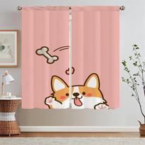 Corgi Butt Tulle in Kitchen Curtains for Living Room Blinds Bedroom Curtains 2 Pieces Fabric Curtain Tiebacks Curls Tentacles W50xH70cmx2pcs-CL white