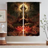 Elegant Room Curtains for Doors The Bodhisattva Sutra Home Interior Curtains Salon 2 Cheap Pieces Curtain Living Room Decoration W50xH70cmx2pcs-CL
