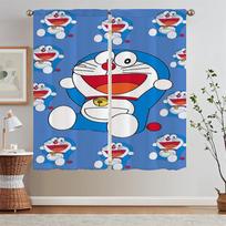Doraemon Children's Room Curtains Blackout Bathroom Curtains for Doors Curtain Tulle in Kitchen Window Blinds Partition Curls W50xH70cmx2pcs-CL