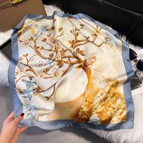 Nauja 70*70cm Šilkinio satino plaukų skarelė Moteriška nosinė Spausdinta Moteriška Kvadratinė Galvos bandana Mažas Kaklo šalikas Hidžabas Panelei Mergaitei white