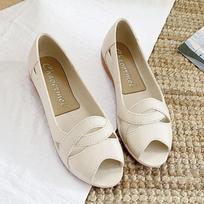 Summer Women Wearing Perforated Breathable and Odor Proof Casual Shoes 35 beige