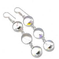 White Topaz Handmade 925 Sterling Silver Jewelry Earring 2.76  y8f36