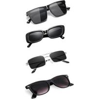 Sheomy Unisex Combo offer pack of 4 shades glasses pathan Sunglasses Rectangle Retro Vintage Narrow Women::Men, MKN-436