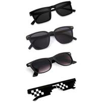 Sheomy Unisex Combo offer pack of 4 shades glasses pathan Sunglasses Rectangle Retro Vintage Narrow Women::Men , MKN-097