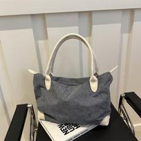 Large Capacity Shoulder Tote Bag Autumn Lazy Style Literary Style Solid Color Personalized Shopping Bag Bag pilka spalva