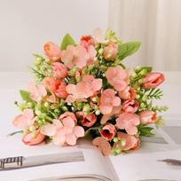 1 Bunch Artificial Magnolia Bouquet Flower Mini Tulip Flowers with Long Stem and Leaves Faux Floral for Home Decor Wedding Party Decorations rožinė