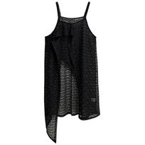 Lace Sheer Patchwork Sling Dress One Size juoda