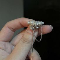Perlų kutų ausų klipsai nepradurtoms ausims - Pavasario/vasaros prancūziškas stilius right ear cuff