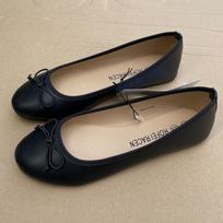 Elegant Bowknot Ballerina Women's Flat Round Toe Comfort Slip-On Ladies Loafers Leather Single Shoes 42 juoda