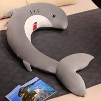 100/120cm Cute Big Shark Plush Toy Soft Stuffed Sleep goed Animal Reading Pillow Birthday Gifts Cushion Doll Gift 100cm pilka spalva
