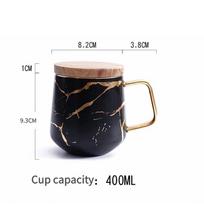 Kūrybingi keraminiai puodeliai su auksine rankenėle Espresso Cappuccino kavos puodeliai su mediniu lėkštuku Pažangūs arbatos puodelių ir lėkštukučių rinkiniai