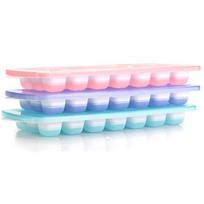 3-pack Silicone Ice Cube Trays With Spill-Resistant Removable Lid, Easy Release Stackable 21 Cavity DIY Ice Cube Maker white