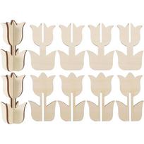 6Pcs Tulips Signs Set DIY Wooden Tulips Craft Sign Farmhouse Style Tabletop Decor Easy to Assemble Spring Home Decor Unfinished Wood for Party natūrali