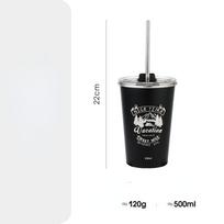 Bubble Tea Cup With Straw and Lid Party Cups With Lids and Straws Drinking Beer Coffee Water Iced Reusable Sippy Drinkware Bar black