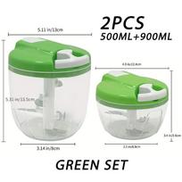 2PCS 500ML+900ML Manual Food Processor Vegetable Chopper Hand Crank Garlic Mincer Portable Onion Cutter Fruit Kitchen Accessorie