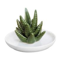 Ceramic Ring Holder Aloe Ring Dish Jewelry Holder Rings Bracelets Earrings Green Succulent Trinket