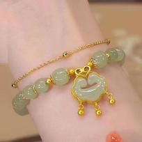 Lucky Jade Antikvariniai varpeliai pakabukas karoliukais kinų stiliaus apyrankė palanki debesis dvisluoksnė apyrankė moteriška papuošalai 1PC