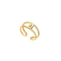 Kink Hollow Open Ring Stainless Steel Gold Plated Fashion Titanium Steel Ring Female Opening adjustable