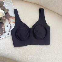 Ultra-Thin Seamless Rabbit Ear Sports Bra with Wide Straps XXL (Recommended 85C/90AB) black