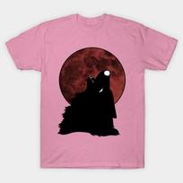 T Shirt Women Wolf Howling At The Moon Harajuku Print Kawaii Tshirt Summer Short Sleeve Female T-Shirt Top Tee S rožinė