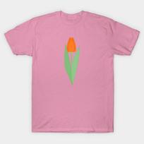 T Shirt Women Orange Tulip Harajuku Print Kawaii Tshirt Summer Short Sleeve Female T-Shirt Top Tee S rožinė