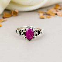925 Sterling Silver Ruby Gemstone Oval Shape Ring For Women 5