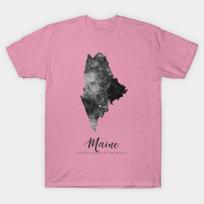 T Shirt Women Maine State Map Harajuku Print Kawaii Tshirt Summer Short Sleeve Female T-Shirt Top Tee S rožinė